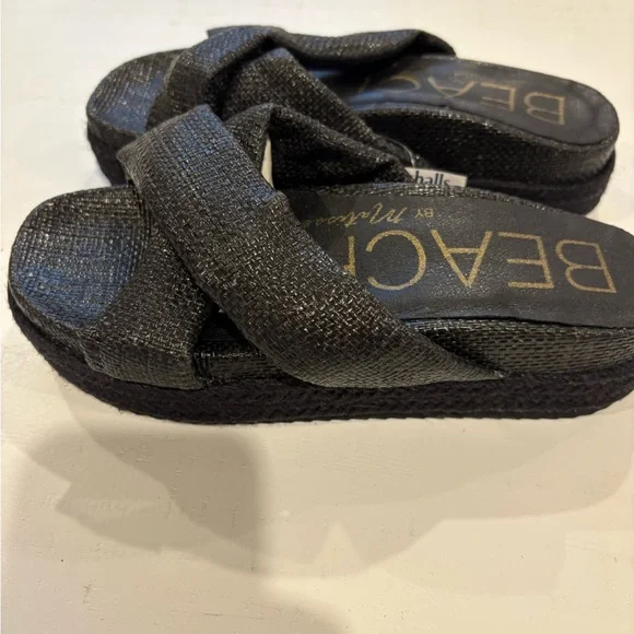 Black Women's Platform Sandals sz 6 - Picture 4 of 5